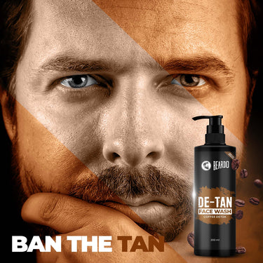 BEARDO DeTan Face Wash for Men, 200ml | Coffee Facewash, Aloe Vera, Vitamin E | Helps to Reduce Tan | Exfoliates & Hydrates for Smooth & Oil Free Skin